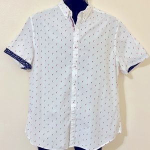 Denim & Flower Red Flamingo Button Shirt Slim Fit XL